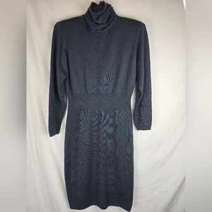 Vintage St. John By Marie Gray Elegant Gray Turtleneck Long Sleeve Knit Dress 8